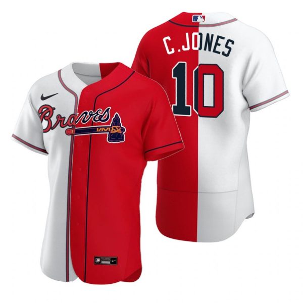 Personalized Men’s #10 Chipper Jones Atlanta Braves Flex Base Jersey Red