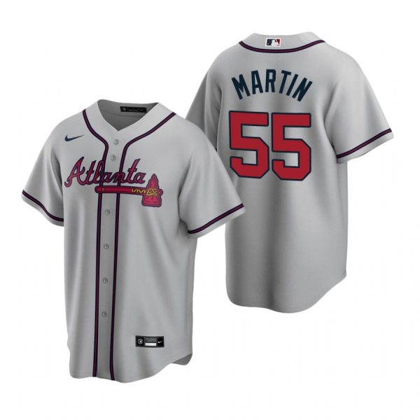 Personalized Men’s #55 Chris Martin Atlanta Braves Cool Base Jersey Gray