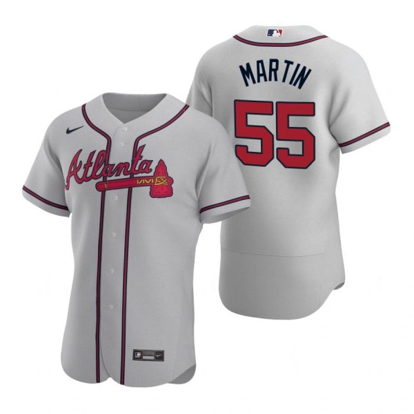 Personalized Men’s #55 Chris Martin Atlanta Braves Flex Base Jersey Gray