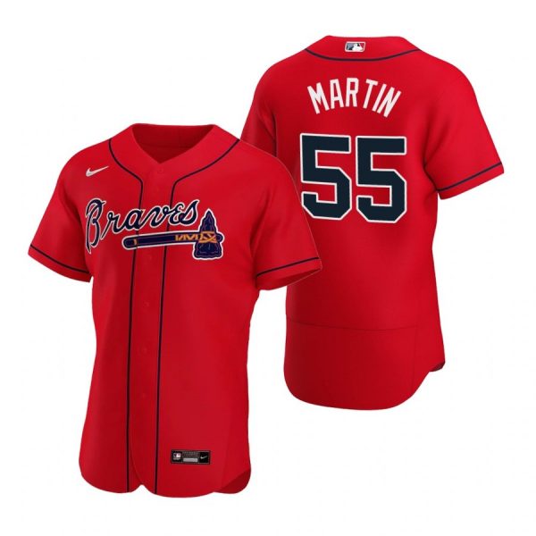 Personalized Men’s #55 Chris Martin Atlanta Braves Flex Base Jersey Red