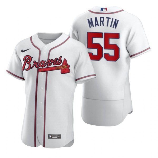 Personalized Men’s #55 Chris Martin Atlanta Braves Flex Base Jersey White