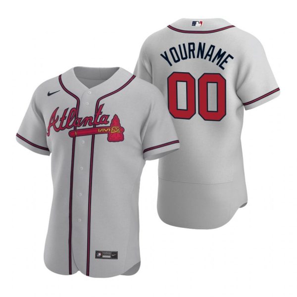 Personalized Men’s Atlanta Braves Flex Base Jersey Gray