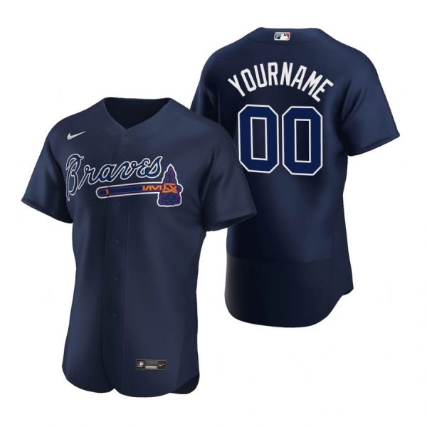 Personalized Men’s Atlanta Braves Flex Base Jersey Navy
