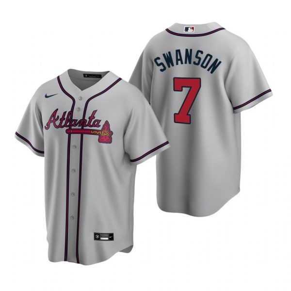 Personalized Men’s #7 Dansby Swanson Atlanta Braves Cool Base Jersey Gray