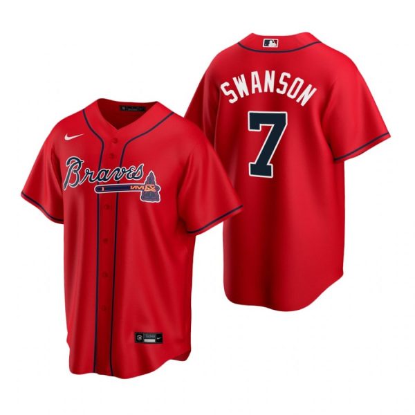 Personalized Men’s #7 Dansby Swanson Atlanta Braves Cool Base Jersey Red