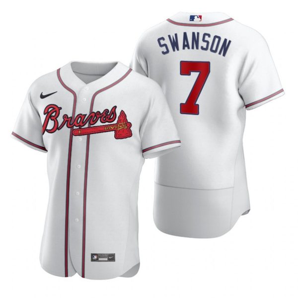 Personalized Men’s #7 Dansby Swanson Atlanta Braves Flex Base Jersey White