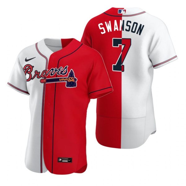 Personalized Men’s #7 Dansby Swanson Atlanta Braves Flex Base Jersey Red