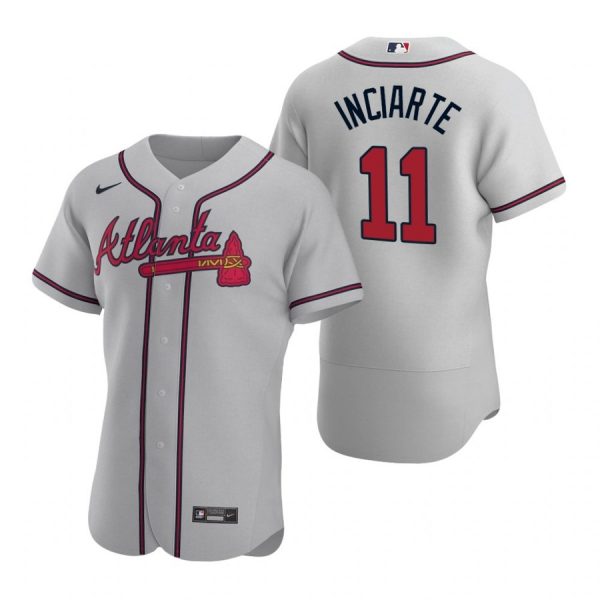 Personalized Men’s #11 Ender Inciarte Atlanta Braves Flex Base Jersey Gray