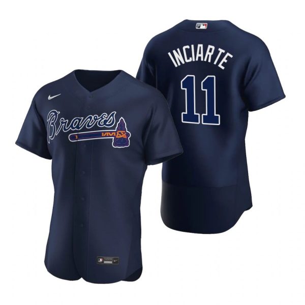 Personalized Men’s #11 Ender Inciarte Atlanta Braves Flex Base Jersey Navy