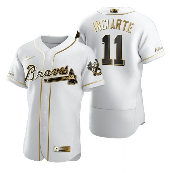 Personalized Men’s #11 Ender Inciarte Atlanta Braves Flex Base Jersey White Golden