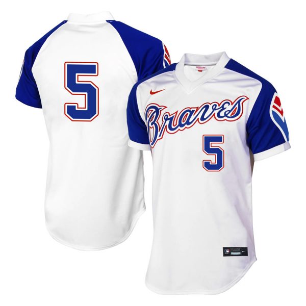 Personalized Men’s #5 Freddie Freeman Atlanta Braves Cool Base Jersey White Throwback