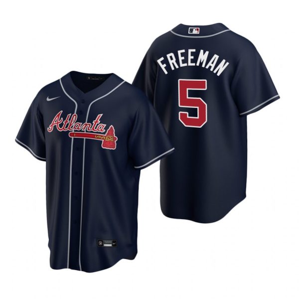 Personalized Men’s #5 Freddie Freeman Atlanta Braves Cool Base Jersey Navy