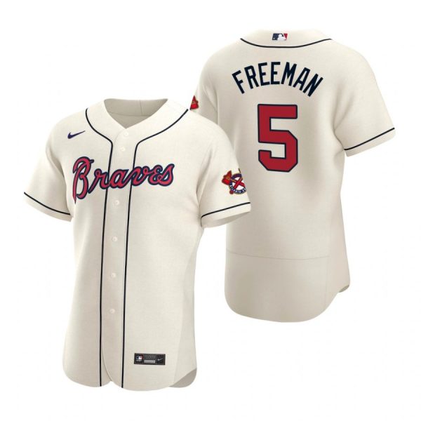 Personalized Men’s Freddie Freeman Atlanta Braves Flex Base Jersey Cream