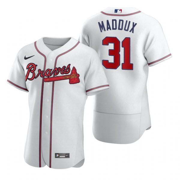 Personalized Men’s Greg Maddux Atlanta Braves Flex Base Jersey White