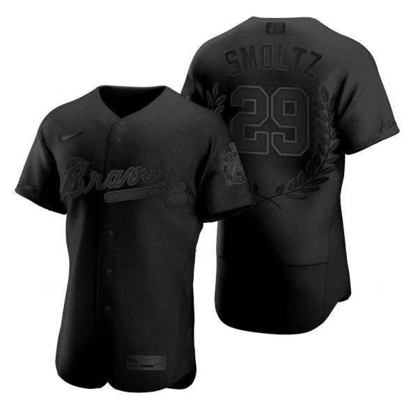 Personalized Men’s John Smoltz Atlanta Braves Flex Base Jersey Black Award