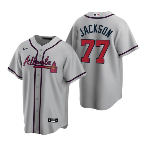Personalized Men’s #77 Luke Jackson Atlanta Braves Cool Base Jersey Gray