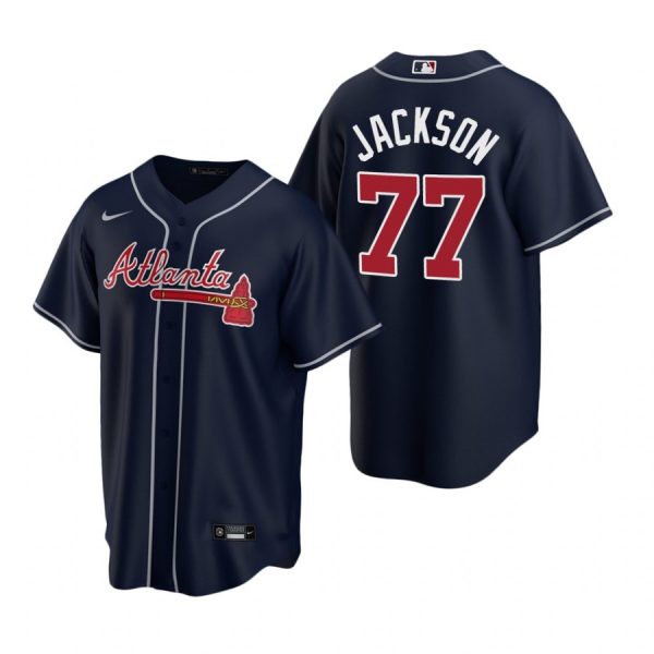 Personalized Men’s #77 Luke Jackson Atlanta Braves Cool Base Jersey Navy