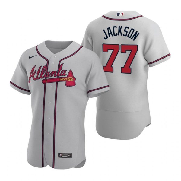 Personalized Men’s #77 Luke Jackson Atlanta Braves Flex Base Jersey Gray