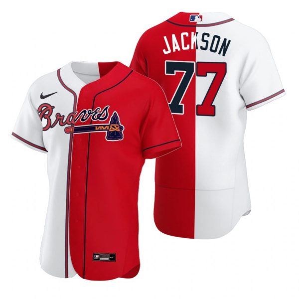 Personalized Men’s #77 Luke Jackson Atlanta Braves Flex Base Jersey Red