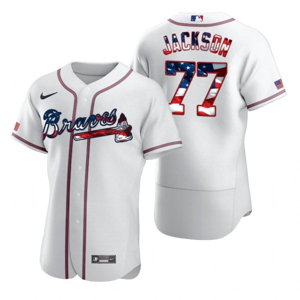 Personalized Men’s #77 Luke Jackson Atlanta Braves Flex Base Jersey White Stars