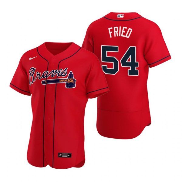 Personalized Men’s #54 Max Fried Atlanta Braves Flex Base Jersey Red