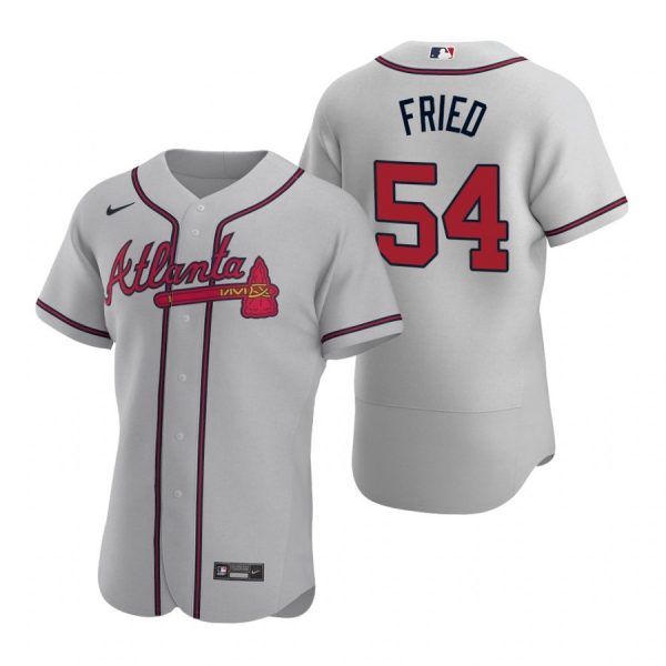Personalized Men’s #54 Max Fried Atlanta Braves Flex Base Jersey Gray