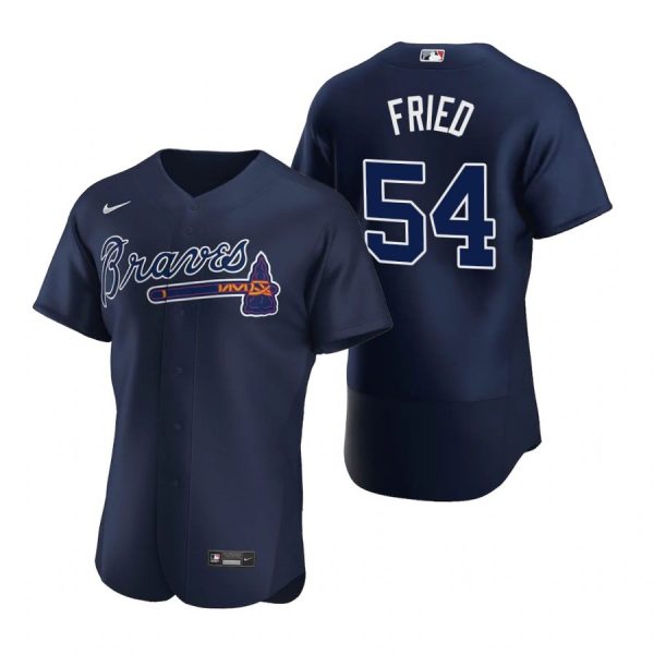 Personalized Men’s #54 Max Fried Atlanta Braves Flex Base Jersey Navy