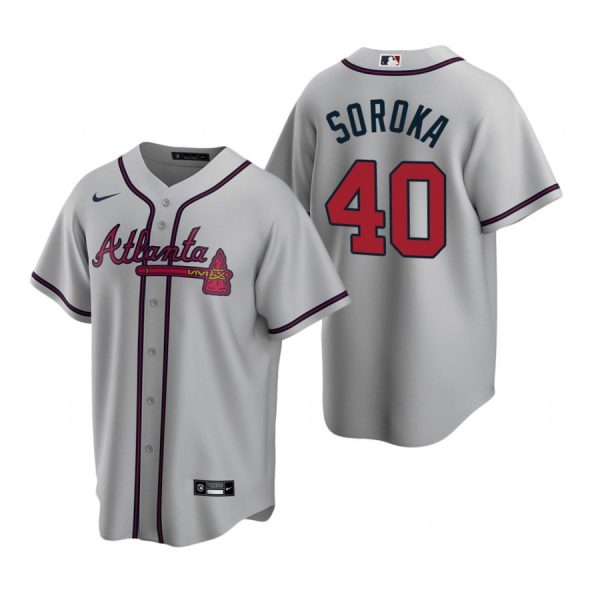 Personalized Men’s #40 Mike Soroka Atlanta Braves Cool Base Jersey Gray