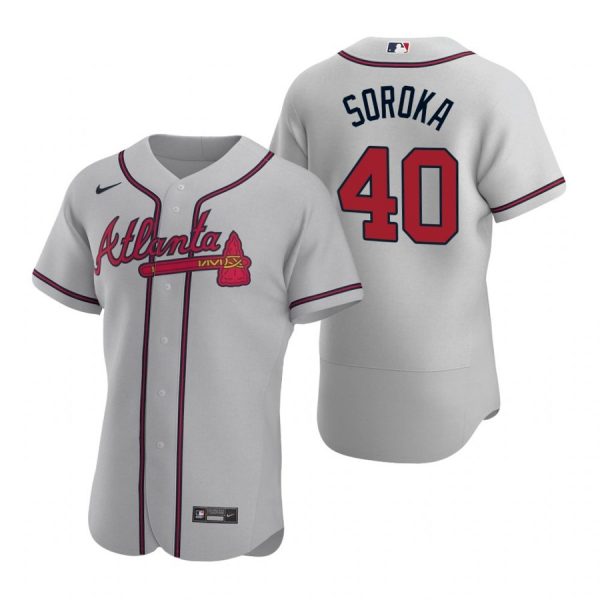 Personalized Men’s #40 Mike Soroka Atlanta Braves Flex Base Jersey Gray