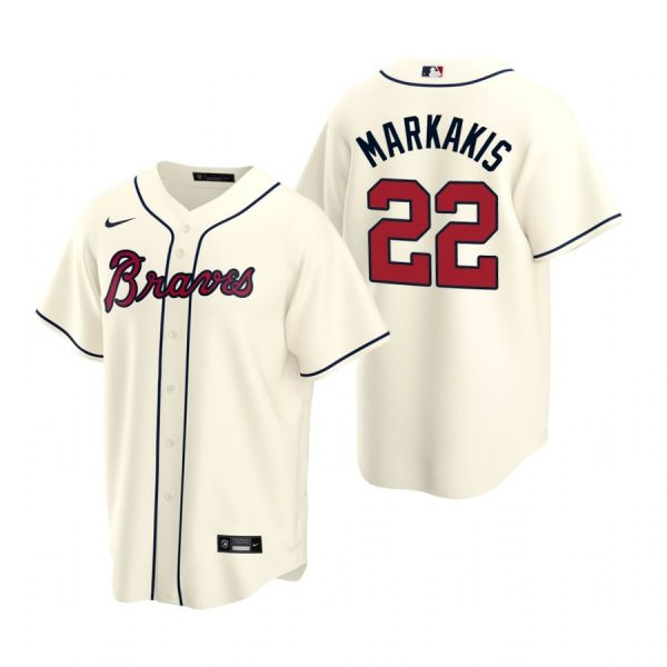 Personalized Men’s Nick Markakis Atlanta Braves Cool Base Jersey Cream