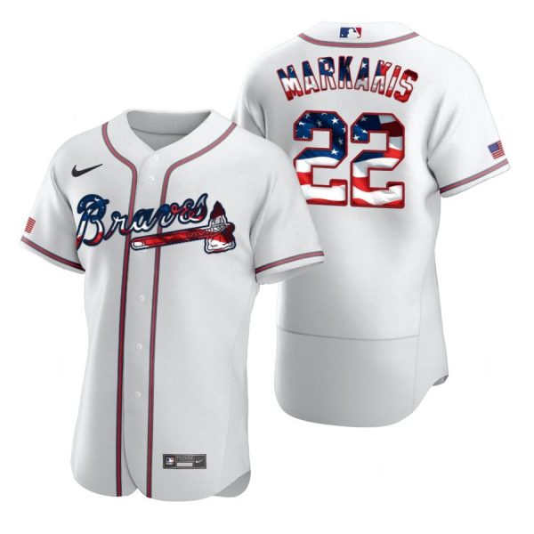 Personalized Men’s Nick Markakis Atlanta Braves Flex Base Jersey White Stars