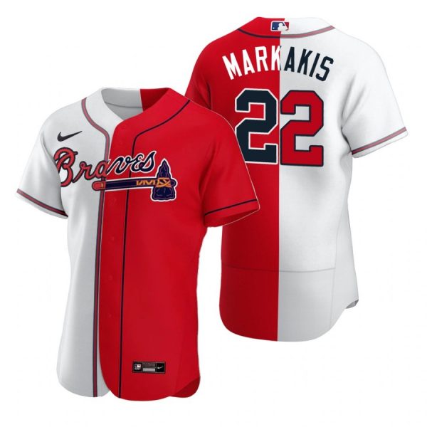 Personalized Men’s Nick Markakis Atlanta Braves Flex Base Jersey Red