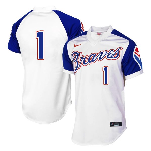 Personalized Men’s #1 Ozzie Albies Atlanta Braves Cool Base Jersey White Throwback