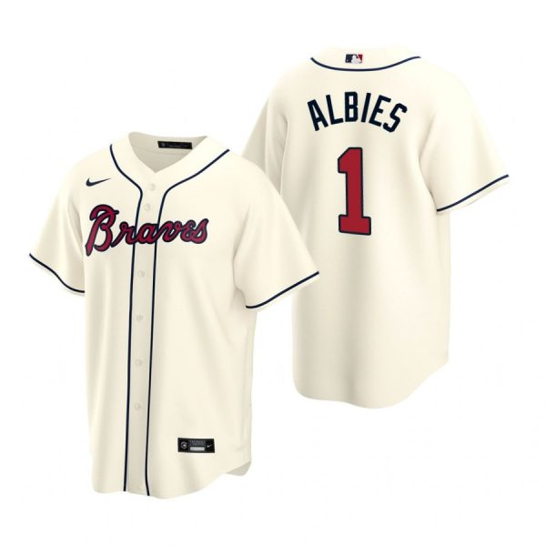 Personalized Men’s #1 Ozzie Albies Atlanta Braves Cool Base Jersey Cream