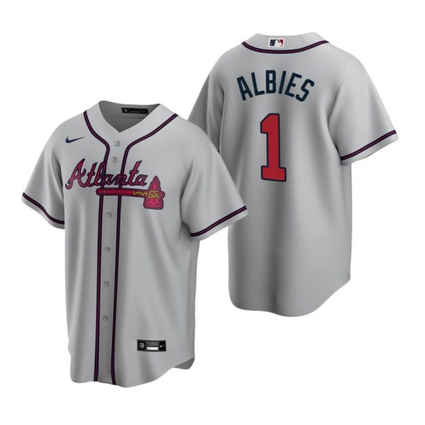 Personalized Men’s #1 Ozzie Albies Atlanta Braves Cool Base Jersey Gray