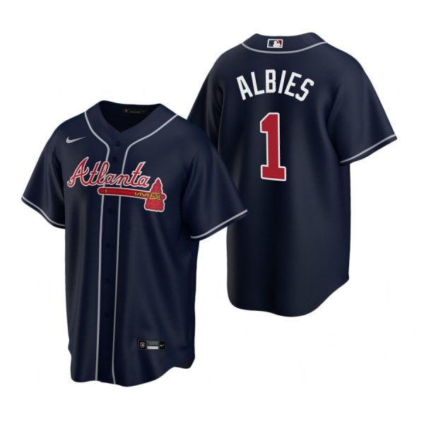 Personalized Men’s #1 Ozzie Albies Atlanta Braves Cool Base Jersey Navy