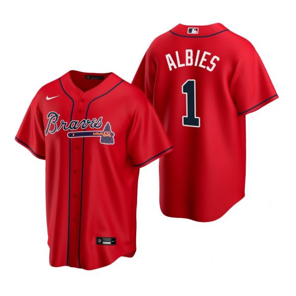 Personalized Men’s #1 Ozzie Albies Atlanta Braves Cool Base Jersey Red