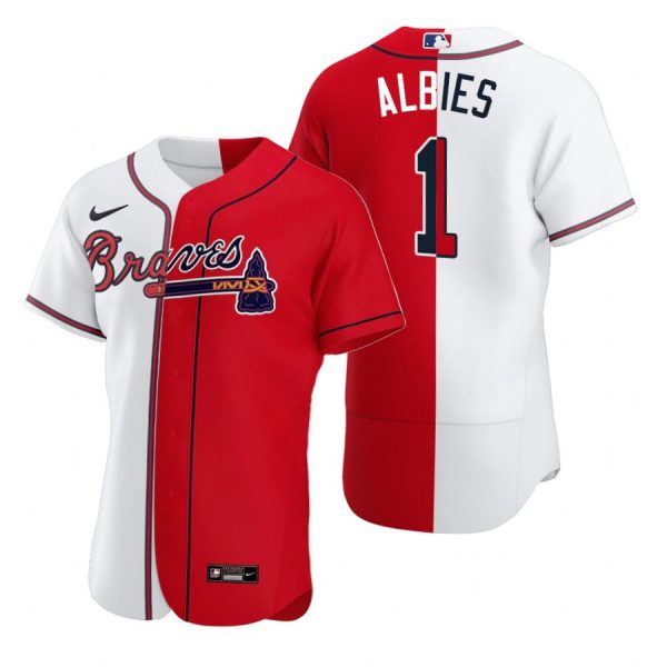 Personalized Men’s #1 Ozzie Albies Atlanta Braves Flex Base Jersey Red