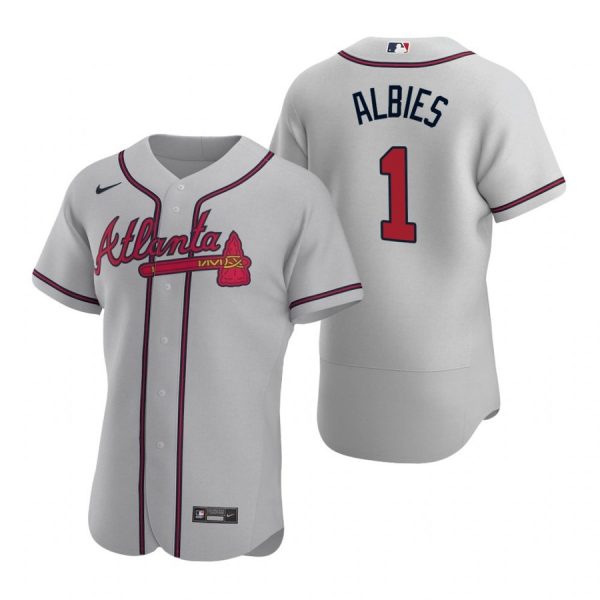 Personalized Men’s #1 Ozzie Albies Atlanta Braves Flex Base Jersey Gray