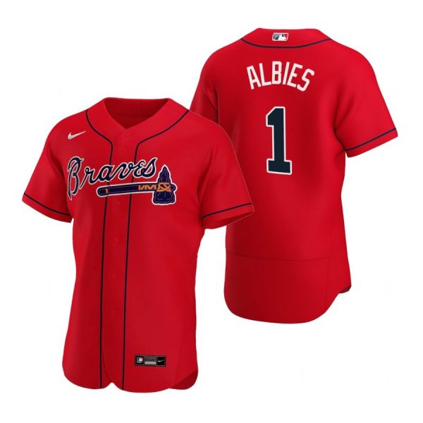 Personalized Men’s #1 Ozzie Albies Atlanta Braves Flex Base Jersey Red