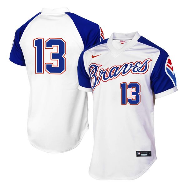 Personalized Men’s #13 Ronald Acuna Jr. Atlanta Braves Cool Base Jersey White Throwback