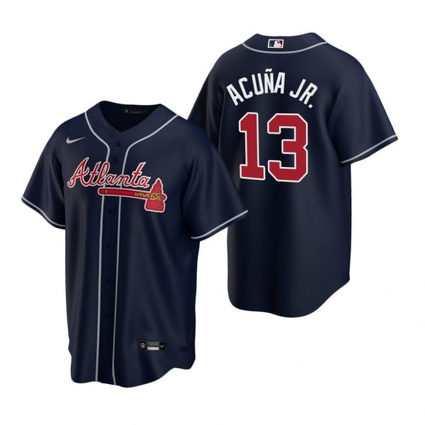 Personalized Men’s #13 Ronald Acuna Jr. Atlanta Braves Cool Base Jersey Navy