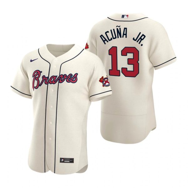 Personalized Men’s Ronald Acuna Jr. Atlanta Braves Flex Base Jersey Cream