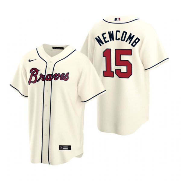 Personalized Men’s #15 Sean Newcomb Atlanta Braves Cool Base Jersey Cream