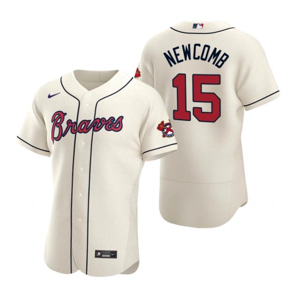 Personalized Men’s #15 Sean Newcomb Atlanta Braves Flex Base Jersey Cream
