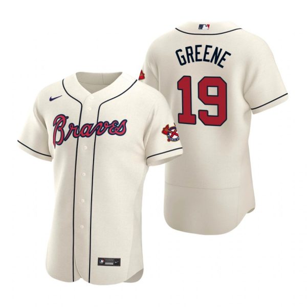 Personalized Men’s #19 Shane Greene Atlanta Braves Flex Base Jersey Cream
