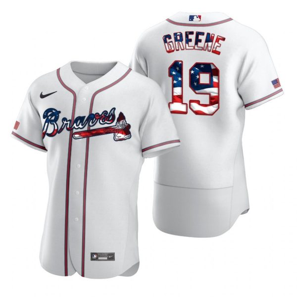Personalized Men’s #19 Shane Greene Atlanta Braves Flex Base Jersey White Stars