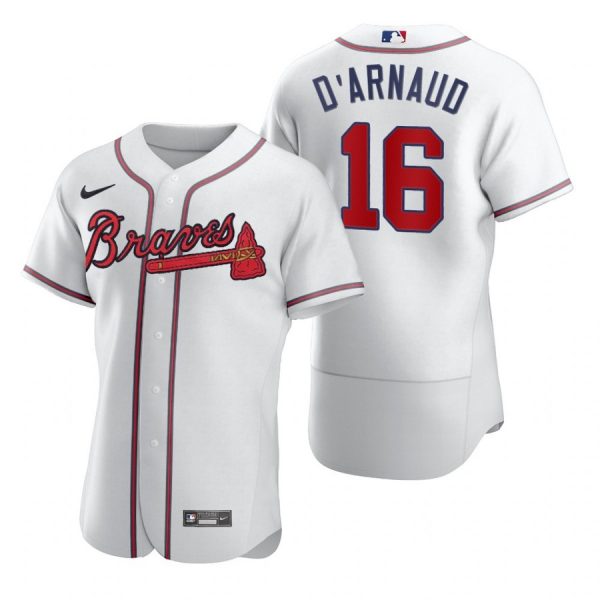 Personalized Men’s Travis D’Arnaud Atlanta Braves Flex Base Jersey White