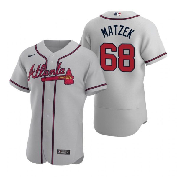 Personalized Men’s Tyler Matzek Atlanta Braves Flex Base Jersey Gray