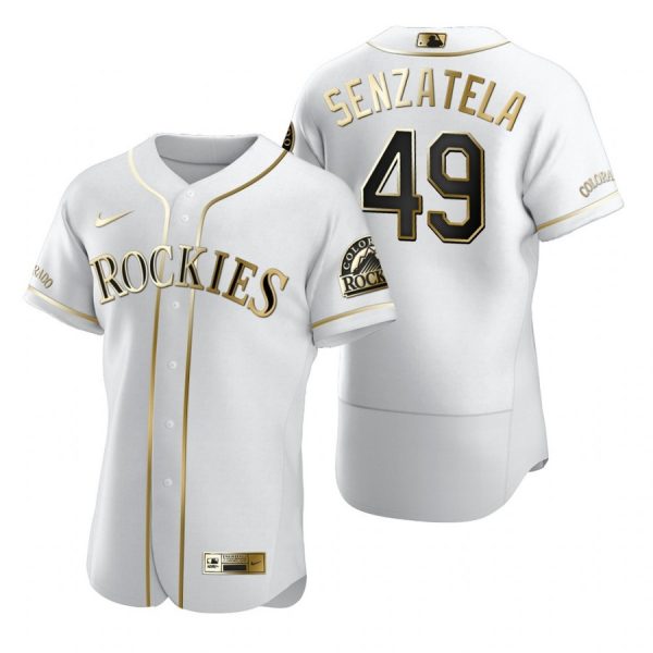 Personalized Men’s Antonio Senzatela Colorado Rockies Flex Base Jersey White Golden